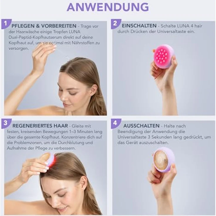 Foreo LUNA 4, Haar-Kopfmassagebürste mit LED-Technologie für Damen, 110 g – Bild 6
