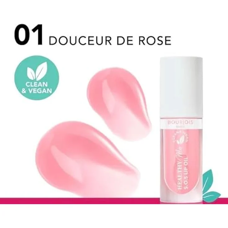 Bourjois Healthy Mix Clean S.O.S Lip Oil, feuchtigkeitsspendendes Lippenöl mit veganer Formel, 01 Douceur de Rose, 4,5 ml – Bild 2