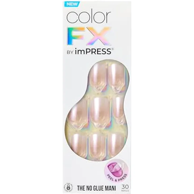 KISS Color FX im Press, selbstklebende künstliche Fingernägel, 30 Stück für Maniküre und Nageldesign