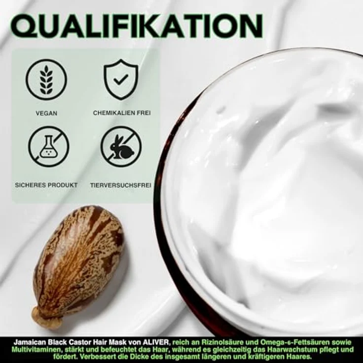 P-Beauty Rizinus Black Castor Haarmaske, 60g - intensive Feuchtigkeitspflege für trockenes, krauses & gefärbtes Haar, fördert Haarwachstum, vegan, für alle Haartypen – Bild 5