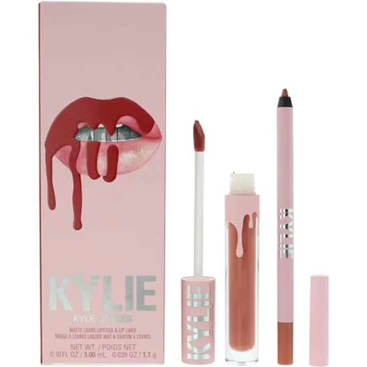 Kylie Jenner Matte Lip Kit 801 Liquid Queen, Lippenstift + Lipgloss mit langanhaltendem, mattem Finish und präzisem Lipliner