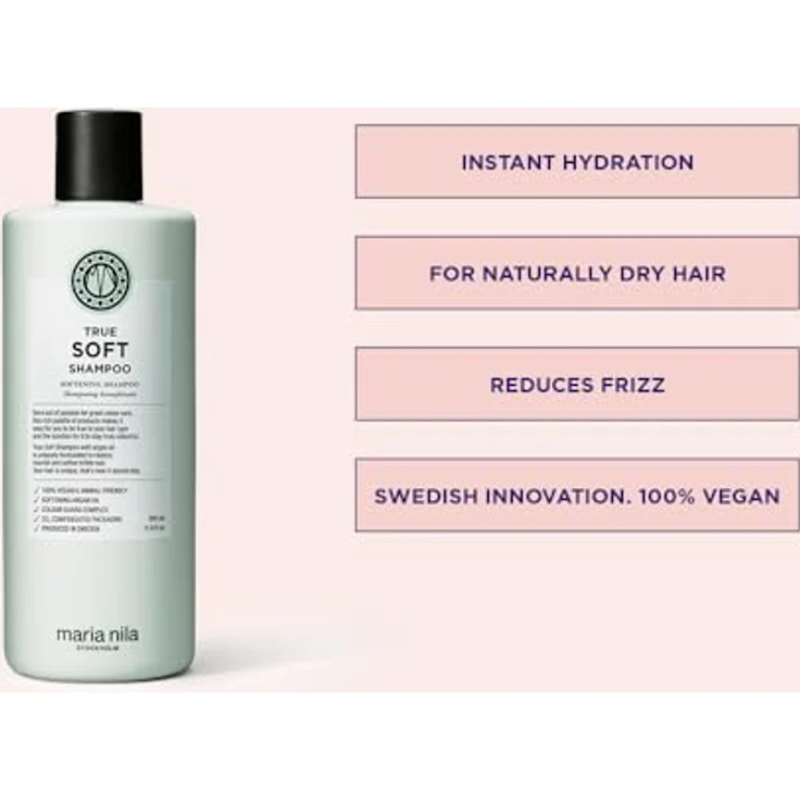 Maria Nila True Soft Beauty Bag, Haarpflegeset für trockenes und gefärbtes Haar mit Shampoo (350 ml), Conditioner (300 ml) und Arganöl (30 ml), limitierte Auflage – Bild 2