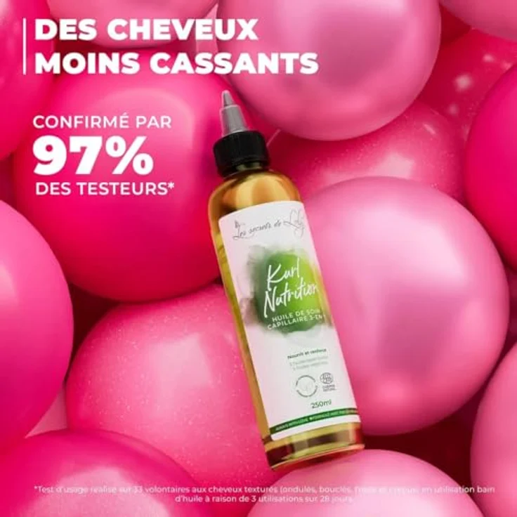 Les Secrets De Loly Kurl Nutrition, Wachstumsserum für welliges und lockiges Haar, 250 ml, feuchtigkeitsspendend und nährend – Bild 2