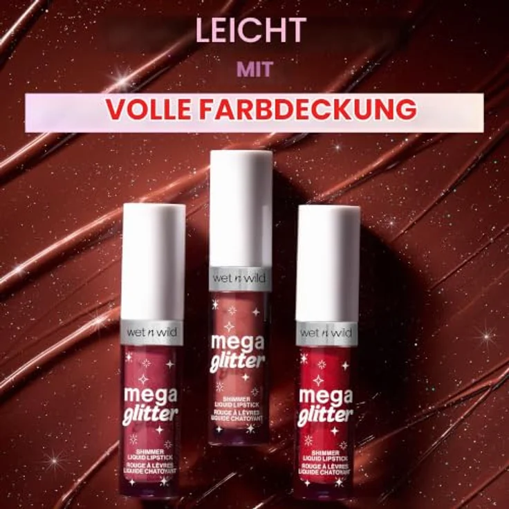wet n wild Megaglitter Shimmer Liquid Lipstick, veganer Lippenstift mit schimmerndem Finish, 2,8 ml – Bild 5