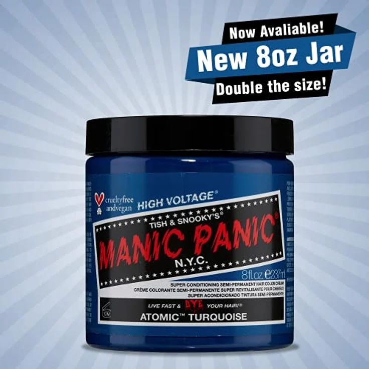 Manic Panic High Voltage Classic Atomic Turquoise, semi-permanente Haartönung mit cremiger Textur, vegan, 237 ml – Bild 2