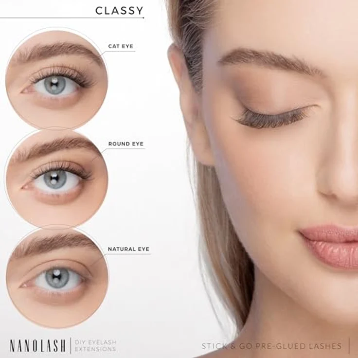 Nanolash Pre-Glued Wimpernbüschel, Selbstklebende Büschelwimpern für DIY Wimpern Extensions mit Pinzette, natürliches Aussehen, 36 Stück, CLASSY – Bild 3