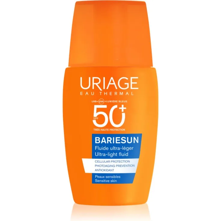 Uriage Bariésun Ultra-Light Fluid SPF 50+, 30 ml, ultraleichter Sonnenschutz für das Gesicht, schützt vor UVA/UVB-Strahlen, Anti-Aging-Effekt