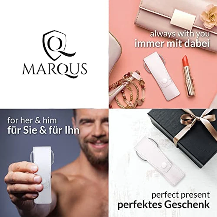 marQus Nagelschere und Pinzetten Set 3-teilig, Nagelpflegeset mit Feile aus Solingen, klassisch weiß, ideal für Reisen und Handtasche – Bild 4