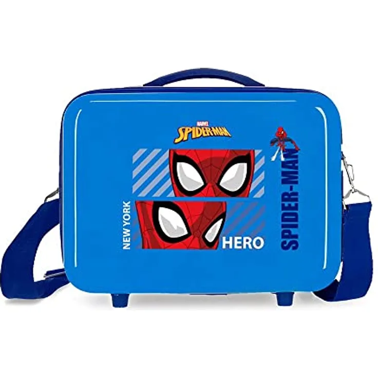 Marvel Spiderman Hero Kulturbeutel, anpassbar, mit Schultertasche, Blau, 29 x 21 x 15 cm, starr, ABS 9,14 l