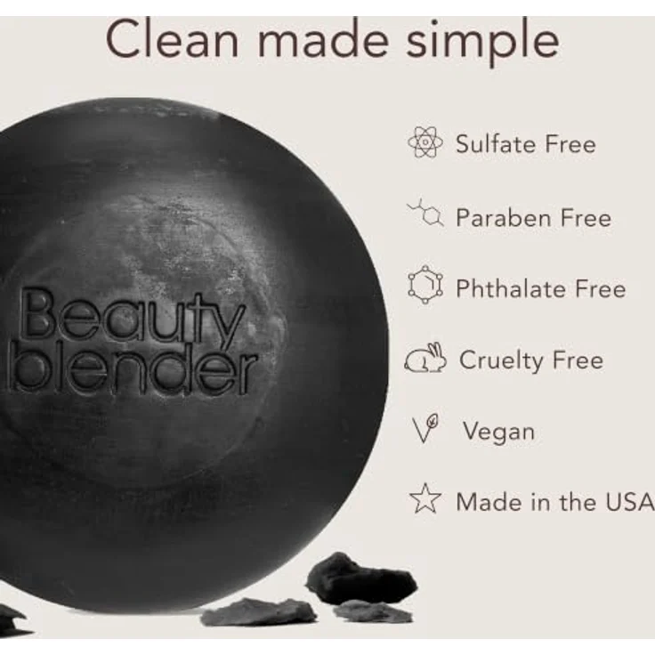 beautyblender® Tool Scrub Charcoal, fester Reiniger für Make-up Schwämme und Pinsel, 150 g, desinfizierend und lebensdauerverlängernd – Bild 3