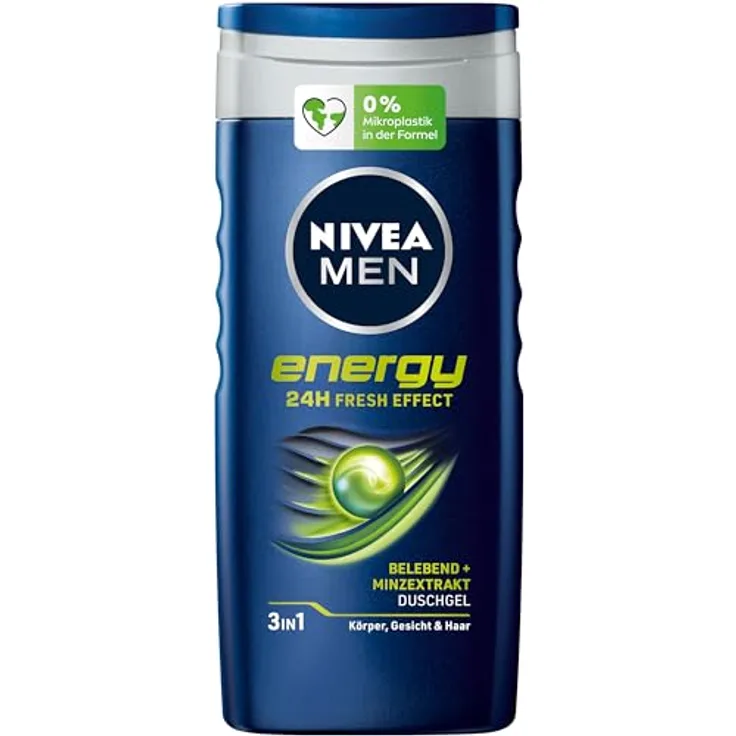 Nivea Men Energy Duschgel (250 ml), pH-hautneutrale Pflegedusche mit vitalisierendem Duft und 24h Frische Effekt, Cremedusche mit Minzextrakt, für Körper, Gesicht und Haar