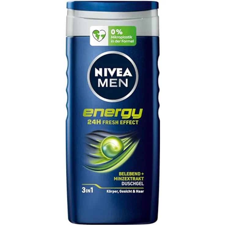 Nivea Men Energy Duschgel (250 ml), pH-hautneutrale Pflegedusche mit vitalisierendem Duft und 24h Frische Effekt, Cremedusche mit Minzextrakt, für Körper, Gesicht und Haar – Bild 1