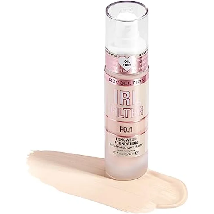 Makeup Revolution, IRL Filter Longwear Foundation, Medium to Full Coverage, F0.1, 23ml