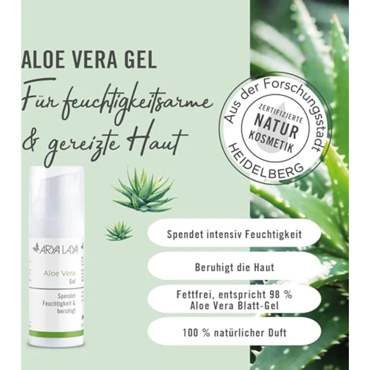 ARYA LAYA Aloe Vera Gel, 150 ml – Gesichts-Pflege für viele Hauttypen, Feuchtigkeits-Pflege kühlend, beruhigend und entzündungshemmend, vegan – Bild 2