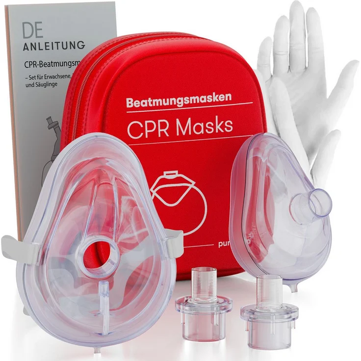 Purahelp Erste-Hilfe-Set Beatmungsmasken Set (1x Erwachsene, 1x Kinder) - CPR Beatmungsmaske, Hygienischer Mund-zu-Mund Beatmung Schutz, 2 St. – Bild 1