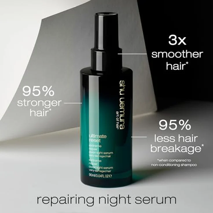 Shu Uemura Ultimate Reset Nachtserum für sehr strapaziertes Haar, Mit Hyogo-Reis und Peptiden, Reparierende und pflegende Wirkung für mehr Glanz, 90ml – Bild 3