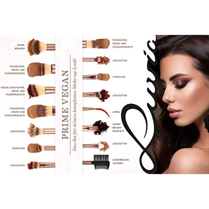 Luvia Cosmetics Kosmetikpinsel-Set Prime Vegan, 15 tlg., vegan Make-up Accessoires Set, Dekorative Kosmetik Make-up Accessoires – Bild 4