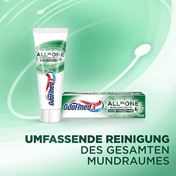 GlaxoSmithKline All in One Rundumschutz Zahnpasta, 75ml, antibakteriell, bekämpft Karies und Mundgeruch, frischer Minzgeschmack – Bild 2