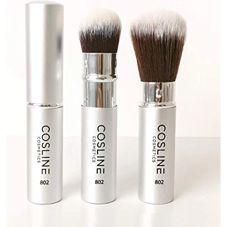 COSLINE Schiebepinsel, Kosmetikpinsel mit veganem Synthetikhaar, ausziehbar und einstellbare Haardichte, für Puder und Rouge, grau – Bild 4