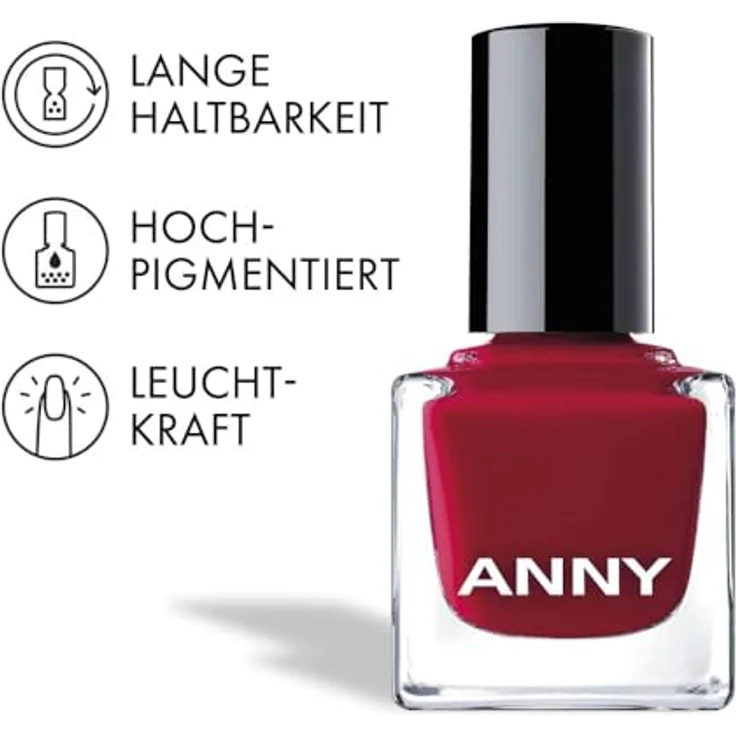 ANNY Nail Polish Red Kiss, Hochwertiger Farb-Nagellack mit schnelltrocknender, splitterresistenter Textur und langanhaltendem Glanz, 15 ml – Bild 4