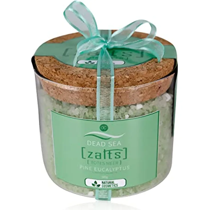 Accentra Zalts Totes Meer Badesalz im Glas mit Korkverschluss – 540g Totes Meersalz MADE in GERMANY mit Fichtennadel- und Eukalyptusöl angereichert