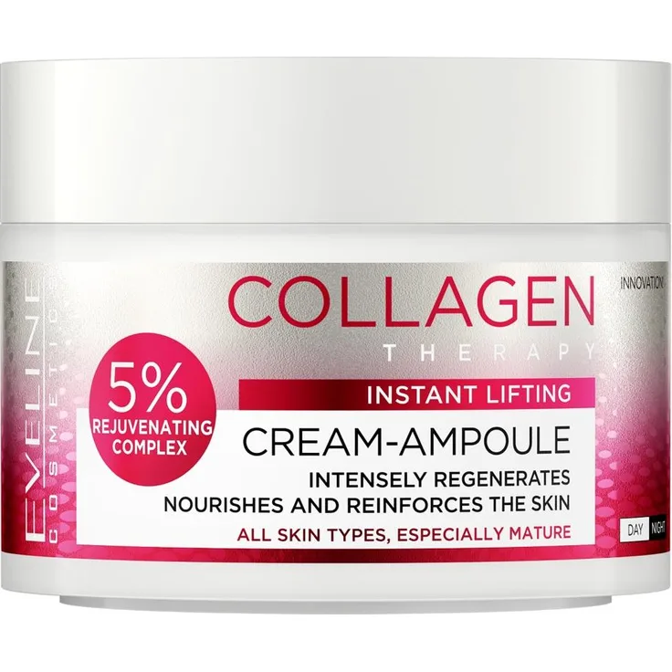 EVELINE Cosmetics Kollagen-Therapie Anti-Aging Ampullenkur, 50 ml, vegane Gesichtscreme mit Tiefenwirkung und elastizitätsfördernder Formel