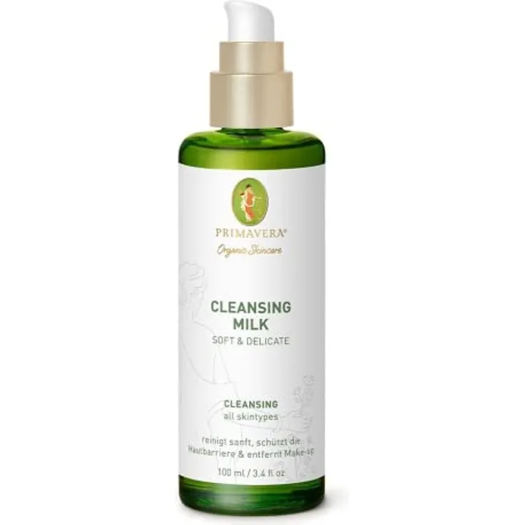PRIMAVERA Cleansing Milk - Soft & Delicate 100 ml - Naturkosmetik - Reinigungsmilch, Gesichtsreinigung für jede Haut - schützt die Hautbarriere und entfernt Make-up - vegan