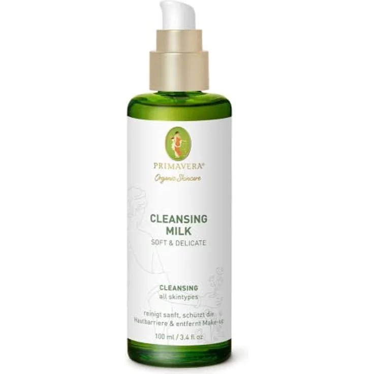 PRIMAVERA Cleansing Milk - Soft & Delicate 100 ml - Naturkosmetik - Reinigungsmilch, Gesichtsreinigung für jede Haut - schützt die Hautbarriere und entfernt Make-up - vegan – Bild 1
