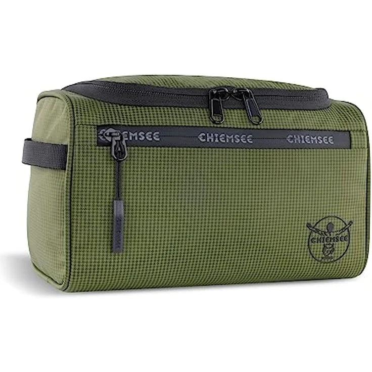 Chiemsee Kulturbeutel Olive, Kosmetiktasche aus 100% recyceltem Polyester, mit RV-Fach – Bild 2