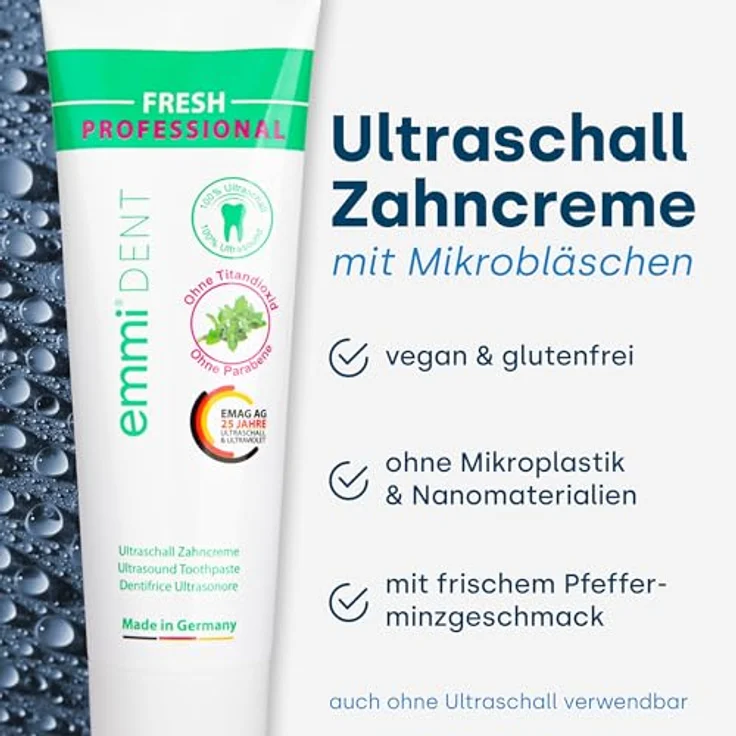 Emmi-dent Fresh Ultraschall-Zahncreme, 3 x 75 ml, speziell für Ultraschallzahnbürsten, sorgt für frischen Atem – Bild 4