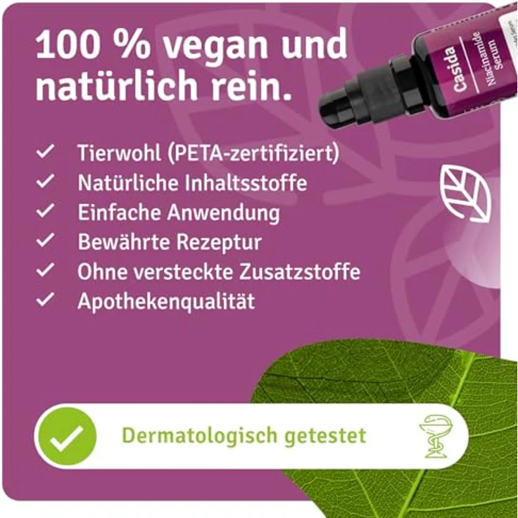 Casida Niacinamide Serum 30 ml, regenerierendes Gesichtsserum für verfeinertes Hautbild – Bild 7