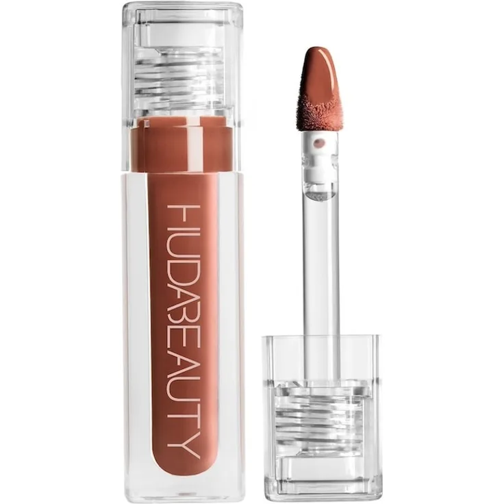 HUDA BEAUTY Faux Filler Extra Shine Lipgloss, 3,9 ml, Farbe FOXY, glänzendes Finish und feuchtigkeitsspendende Formel
