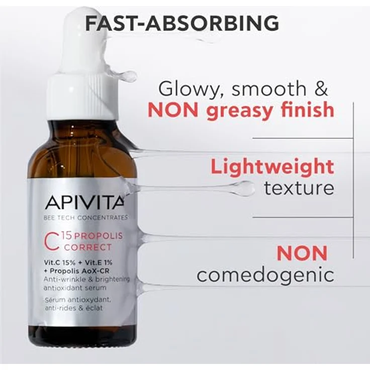 Apivita Bee Tech Concentrates C15 Propolis Correct Serum, Anti-Aging Gesichtsserum mit 15% Propolis und Vitamin C, 30ml – Bild 8