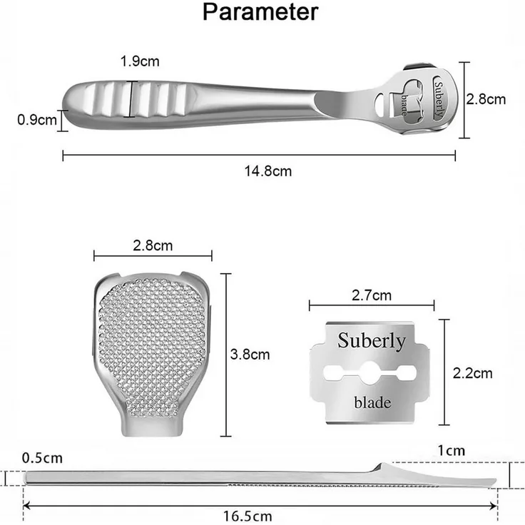 COOL-i ® Hornhautfeile Edelstahl Hornhautfeile Set – professionelles Pediküre-Tool mit 10 Klingen für sanfte Hornhautentfernung & Fußpflege