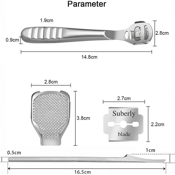COOL-i ® Hornhautfeile Edelstahl Hornhautfeile Set – professionelles Pediküre-Tool mit 10 Klingen für sanfte Hornhautentfernung & Fußpflege