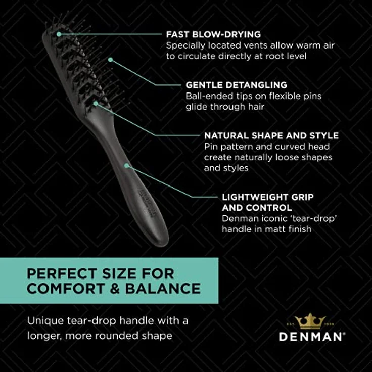 Denman D200 Hyflex Vent Brush 7-reihig schwarz – Bild 5