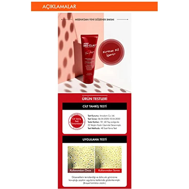 Missha Amazon Red Clay™ Tiefenreinigungsschaum, 120 ml Gesichtsreiniger mit antioxidativen Eigenschaften und talgregulierender Wirkung – Bild 3