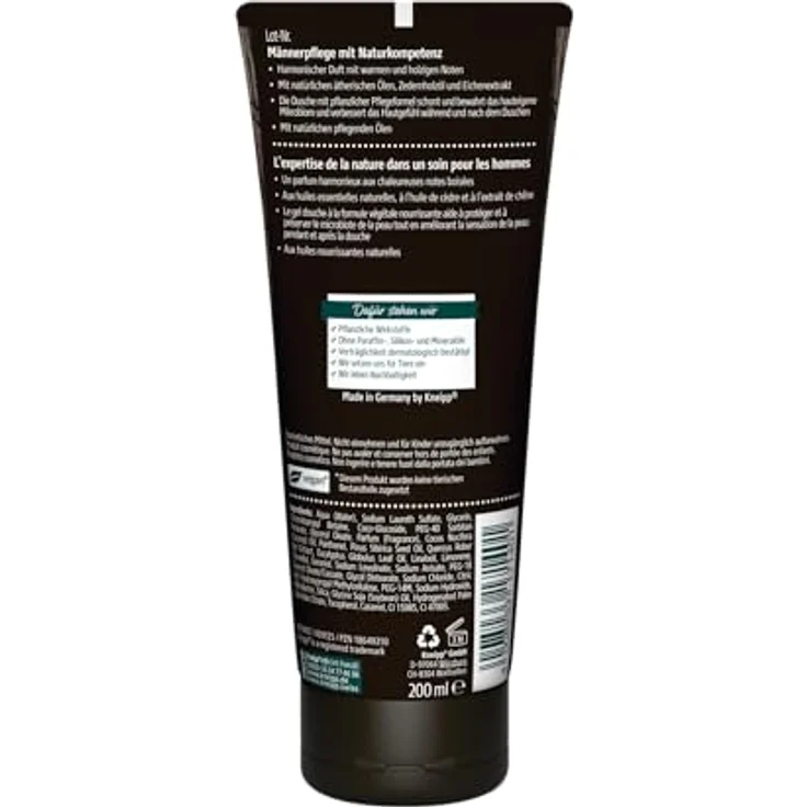 Kneipp MEN 2 in 1 Dusche Kraftvoll, belebendes Duschgel für Haut und Haar, harmonischer Duft mit warmen und holzigen Noten, Zedernholzöl und Eichenextrakt, 200ml – Bild 2