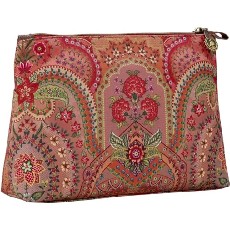 PIP Studio Caryn Kosmetiktasche Jabali 2er Set aus Polyestersamt, mit afrikanischem Blumenmuster in Rot, 26 x 7,5 x 18 cm – Bild 3