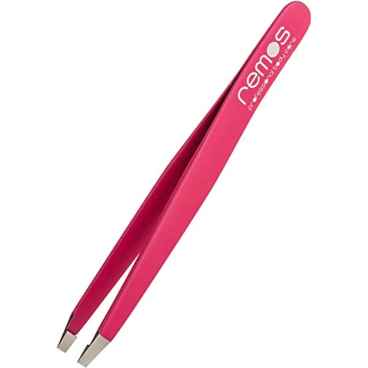remos professional body care REMOS Augenbrauenpinzette aus Edelstahl mit gerader Spitze, 9.5 cm, fuchsia, inklusive Schutzetui – Bild 1