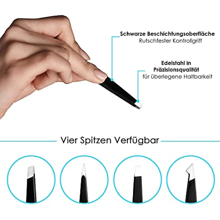 Candure Pinzetten Set 4-teiliges Präzisions-Pinzettenset aus Edelstahl, Anwendungsbereich: Augenbrauen, Verwendung zum: Formen & Zupfen - Preisvergleich – Bild 2