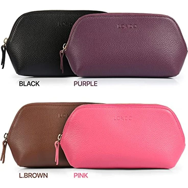 Londo Echtleder Kosmetiktasche, Schminktasche, Make up Tasche für Damen, Mädchen - Sonderfach mit Reisverschluss (Hellbraun) – Bild 5