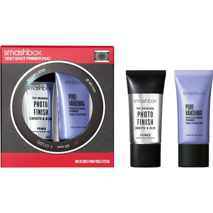 Smashbox Holiday Test Shot Primer Duo, Make-up-Primer Set mit glättendem und porenverfeinerndem Effekt, 2x10 ml