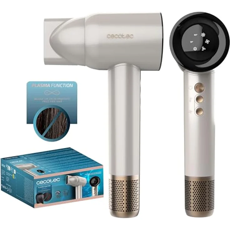 Cecotec Haartrockner Ionicare Rockstar Nano Iontech Champagne, 110.000 U/min, Plasma-Funktion, 3 Temperaturen, intelligente Temperaturkontrolle, Speicherfunktion – Bild 1