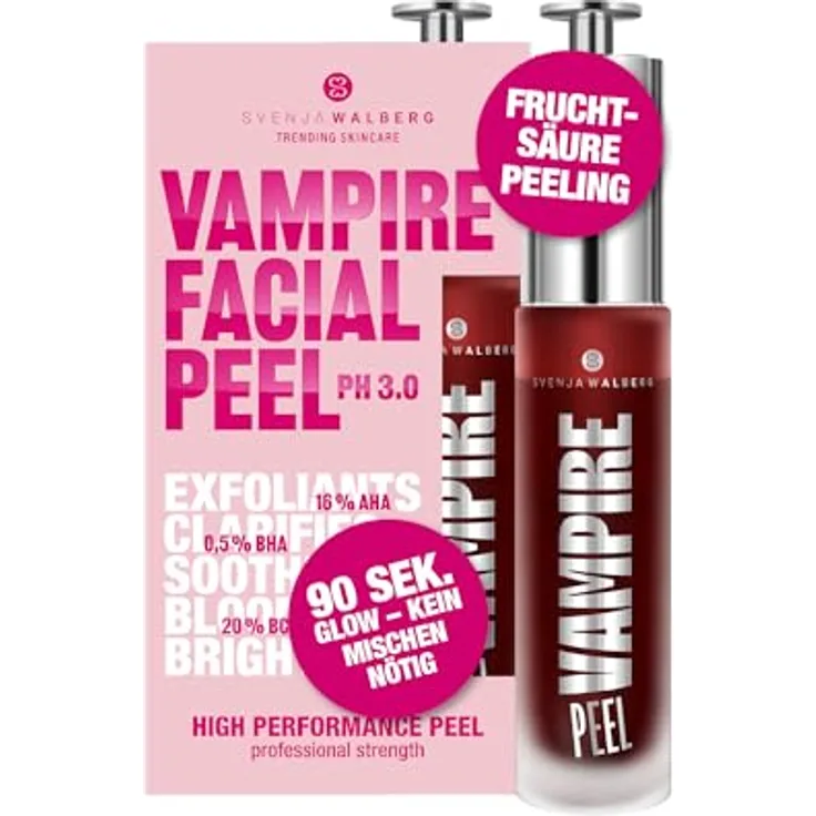 Svenja Walberg VAMPIRE FACIAL PEEL® Fruchtsäurepeeling 16% AHA + 5% TXA, vegan, pH 3.0, sofortige Glow-Effekte, gegen Pigmentflecken, ready to use