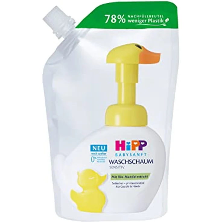 Hipp Babysanft Sensitive Reinigungsschaum Ersatzfüllung, 250 ml, sanfte Pflege für empfindliche Babyhaut, vegan und parfümfrei – Bild 2