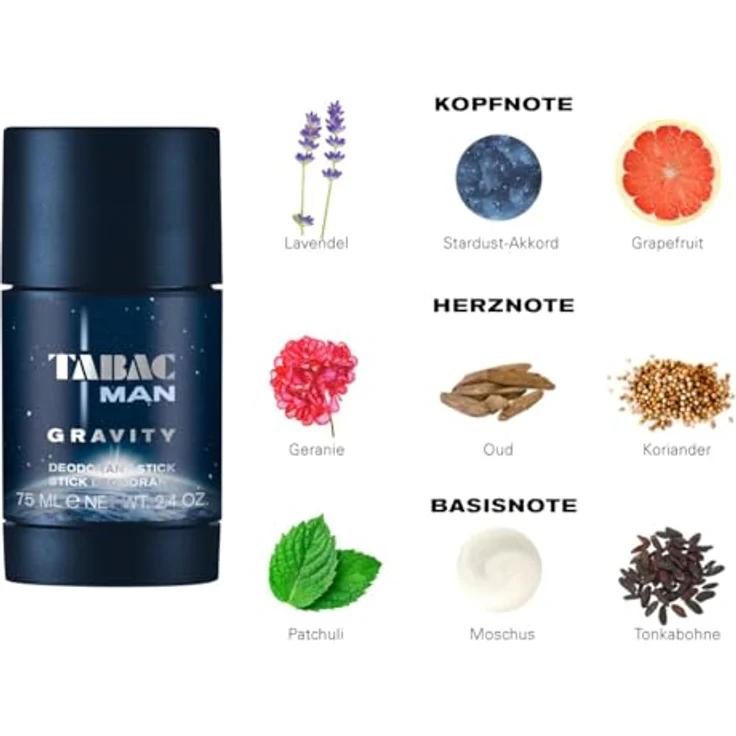 Tabac Original Man Gravity Deodorant Stick, 24h zuverlässiger Schutz gegen Körpergeruch, langanhaltendes Frischegefühl, 75ml – Bild 5