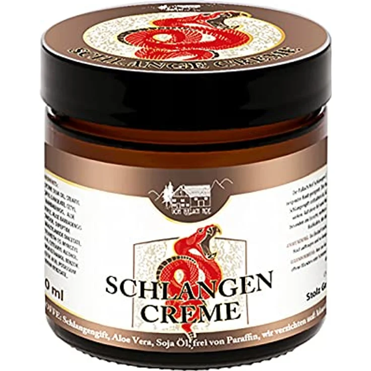 vom Pullach Hof Schlangen Creme 100ml, Anti Aging Hautpflege mit Schlangengift, für faltenneigende Haut, im Braunglas Tiegel – Bild 1