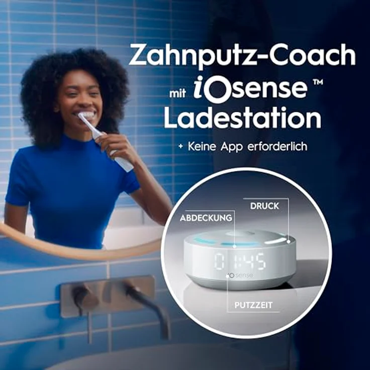 Oral-B iO Series 10 Elektrische Zahnbürste, inkl. 3 Aufsteckbürsten, iOsense Ladestation, Lade-Reise-Etui, 7 Putzmodi, Weiß – Bild 3