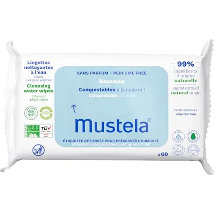 Mustela Zusammenstellbare Tücher, parfümfrei, 60 Stück